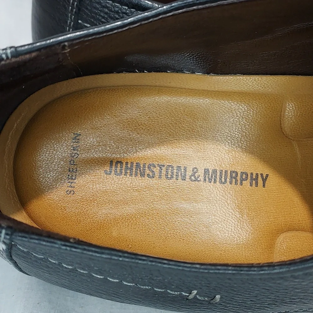 Johnston & Murphy Macomb Moc‎ Toe Lace-up Black Sheepskin Leather Mens 11.5